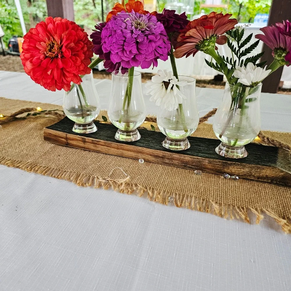 Glencairn Whiskey Flight Reclaimed Barrel Stave Bud Vase Wedding Centerpiece Set
